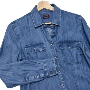 UNTUCKit Womems Denim Shirt Dress Size 2 Chambray Blue Long Sleeve‎ Minimalist